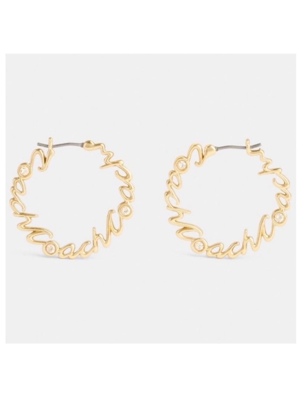 Coach Script Medium Hoop Earrings NWT